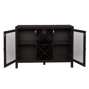 Mobile ingresso FCH marrone con doppia anta trasparente e portabottiglie a X, credenza - Product Image 4
