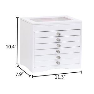 Grande Armadio Portagioie in Legno Lucido a 5 Livelli con Vetro Bianco YS, Organizzatore per Bracciali - Product Image 6