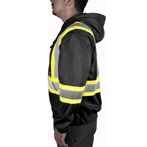 Oem Design Safety Workwear <b>Men's</b> Winter Windbreaker <b>Jackets</b> <b>Men</b> Hoodie <b>Jacket</b> <b>Mens</b> Softshell <b>Jacket</b> Black With <b>Reflective</b> Tapes - Product Image 4