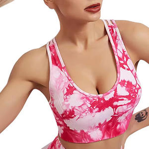 Conjunto de Yoga Color Rosa Tie-Dye, Tendencia 2026, Leggings de Cintura Alta con Efecto Push-Up, Bra Deportivo sin Costuras para Mujer - Product Image 5