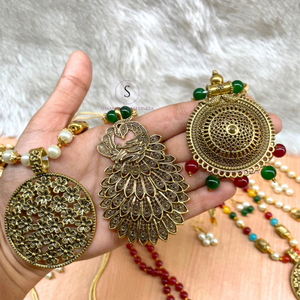 Ensemble de colliers longs avec pendentif Kundan fait main, colliers de créateur multicolores Meenakari, cadeaux de mariage - Product Image 1