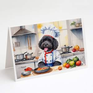 Whimsical A7 Size 5x7 Portuguese Water Dog the Chef Blank Note <b>Cards</b> Pack of 8 with Envelopes <b>Greeting</b> <b>Cards</b> - Product Image 1