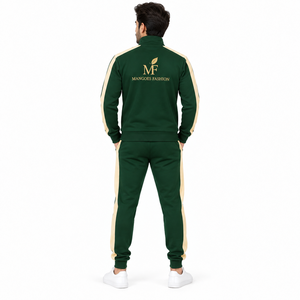 MANGOES FASHION Chándal Unisex Verde 100% Algodón con Cremallera Completa, Diseño Casual con Bloques de Color, Transpirable y Estampado - Product Image 3