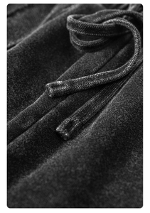 Shorts vintage délavés à l'acide avec double bande élastique et détails en strass, mode décontractée pour femmes et hommes, shorts d'été personnalisés OEM - Product Image 2