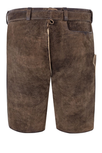 Lederhosen กางเกงขาสั้นบาวาเรียนผู้ชายกางเกงเอวสูงแบบดั้งเดิมลายนูนสีน้ำตาล - Product Image 2