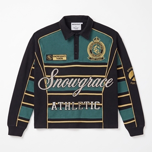 เสื้อรักบี้แขนยาว Snowgrace Athletic คอปกพับได้ ปักโลโก้ ทรงปกติสำหรับผู้ชาย เสื้อกีฬาสำหรับผู้ใหญ่ - Product Image 1