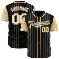 Maillot de baseball pour homme, rayé, manches courtes, polyester, fermeture à boutons, nom et numéro personnalisés, évacuation de l'humidité