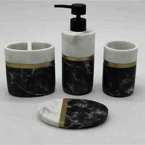 Handmade White Resin Luxury Home <b>Bathroom</b> <b>Set</b> Easy-to-Clean Four-Piece <b>Accessories</b> - Product Image 4