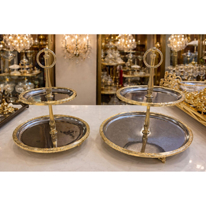 Support à gâteau vintage en laiton à 2 niveaux, présentoir à dessert rustique pour mariage, fête, décoration de table de boulangerie - Product Image 4