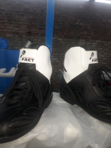 Black and White Leather Racing <b>Boots</b> Custom made Ankle High Motorbike <b>Boots</b> - Product Image 3