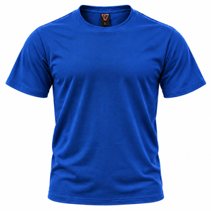 เสื้อยืดคอกลมแขนสั้นผ้าฝ้ายเรียบสำหรับผู้ชายแบบ OEM สั่งทำได้ - Product Image 3
