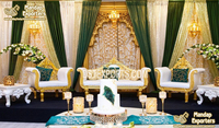Canapé de mariage spécial pour couple, sculpté à la main par un designer de Houston, finition dorée, pour scène de mariage aux États-Unis
