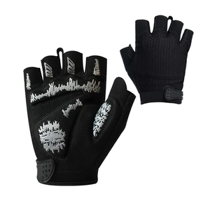 Half Finger Cycling <b>Gloves</b> <b>Black</b> Polyester Mesh Hook Loop Closure Unisex Summer Breathable <b>Fingerless</b> - Product Image 5