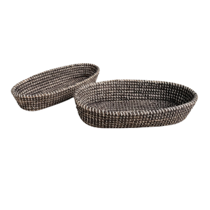 Refined Seagrass Tray Hand-Finished Storage <b>Basket</b> For Upscale <b>Bathroom</b> Amenities And Plush Towels - Product Image 1