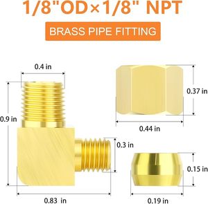Raccord coudé en laiton forgé haute pression 6 mm DE x 6 mm mâle BSPT 90° pour systèmes de gaz naturel et d'eau (AOL-017) - Product Image 4