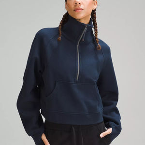 Sudadera de Última Moda 100% Algodón para Mujer, Estilo Oversize con Media Cremallera, Cuello Alto, Manga Larga Raglán y Bolsillo Canguro, para Uso Diario - Product Image 1