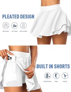 Shorts taille haute pour femmes avec décoration en dentelle, pour le fitness, le tennis, le badminton, le golf et la course à pied, jupe de sport pour filles - Product Image 2