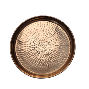 Plateau de service rond de luxe en cuivre martelé à la main, assiette de présentation décorative en métal pour événements de mariage et décoration de table à domicile - Product Image 1
