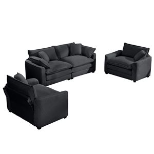Set da Soggiorno Stile Home Theater, Divano Accogliente e Caldo con Cuscini Morbidi, Composto da un Divano a 2 Posti e Due Poltrone Singole - Product Image 5