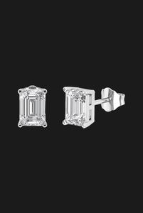 Boucles d'oreilles clous de luxe en moissanite taille émeraude, solitaire à quatre griffes, en argent 925, bijoux fins, cadeau brillant pour femmes et hommes - Product Image 3