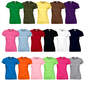 เสื้อยืดแขนสั้นคอกลมทรงปกติ ผ้าฝ้ายถัก 100% สีพื้น สำหรับผู้หญิง สวมใส่สบายทุกวัน ทุกฤดู พร้อมลายตัวอักษร - Product Image 1