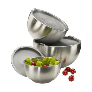 Salad Double Wall Stainless Steel Premium Storage Bowl Set With Inside Lock Lid and Stylish Classic Design - Product Image 3