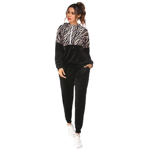 Conjunto Deportivo Casual de Primavera para Mujer, Sudadera con Capucha y Pantalones de Forro Polar, Manga Larga, Poliéster/Algodón, Atuendo de Invierno - Product Image 1