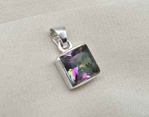 Pendentif topaze mystique en argent Sterling 925, bijoux pour femmes, collier en pierres précieuses naturelles, cadeau minimaliste élégant - Product Image 5