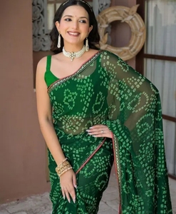 K V INTERNATIONAL Sari de Nailon y Rayón con Estampado Elegante para Mujer, Ropa Tradicional para Fiestas y Bodas, Blusa sin Coser de Secado Rápido para Otoño - Product Image 1