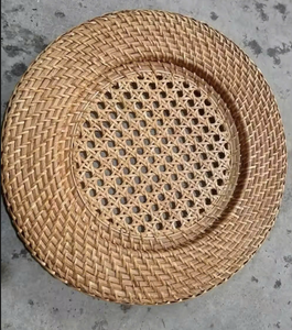 Handmade Rattan <b>Plate</b> Vietnam Round Charger <b>Plate</b> Rustic Serving Tray Natural Woven Eco Kitchen Table Decoration Craft 33Cm - Product Image 5