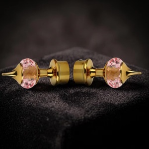 Glam Gold Finials with Pink Crystal Accents for <b>Curtain</b> Poles - Product Image 3