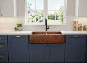 Fregadero de Cocina Rústico de Cobre Martillado con Delantal Frontal, Acabado Patinado Antiguo, Hecho a Mano, Lavabo de Cobre de Alta Resistencia - Product Image 5