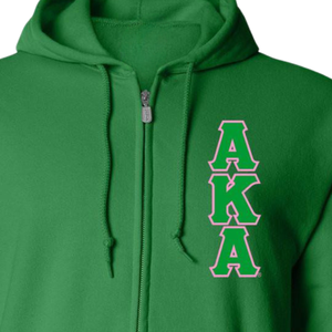 Sudadera con capucha pesada AKA con cremallera completa, bordado de 3 letras, forro polar premium, sudadera con cremallera, ropa personalizada para hermandades griegas, verde Kelly - Product Image 5