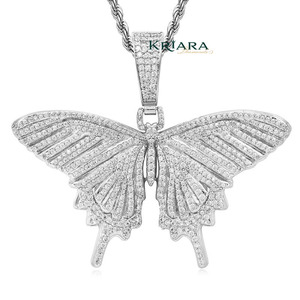 Colgante de Mariposa de Plata 925 con Baño de Oro Rosa de 18K, Cristal y Diamantes de Imitación, Estilo Hip Hop, Unisex, para Uso Diario, de Lujo - Product Image 4