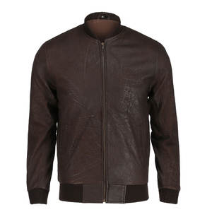 Chaqueta de Cuero Tipo Bomber Marrón para Mujer, Cuello Alto Personalizado, Puños Acanalados, Marca OEM, Prenda Exterior de Cuero Genuino a la Moda - Product Image 4