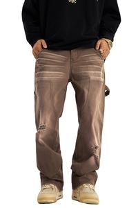 Jeans de Mezclilla Resistentes con Lavado Desgastado para Hombre, Fabricantes de Ropa Personalizada, Estilo Casual Cargo para Jeans de Hombre - Product Image 4