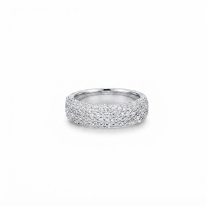 Anillo de Boda de Oro Sólido de 10K, 14K, 18K con Diamantes Cultivados en Laboratorio, Corte Redondo, Estilo Pave, Media Eternidad, Certificado IGI, Joyería Nupcial de Lujo - Product Image 1