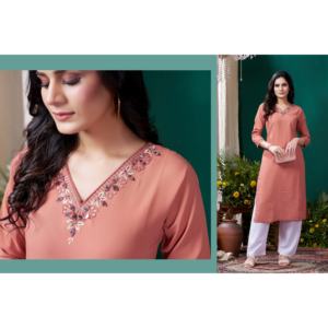 Pantalon en coton Maaza brodé à la main avec poche - Product Image 1