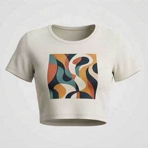 เสื้อครอปท็อปผู้หญิงผ้าฝ้ายสีตามสั่ง แขนครึ่งตัว ระบายอากาศได้ดี เสื้อยืดสุดเท่ สตรีทแวร์ ฟิตเนส ออกกำลังกาย เสื้อผ้ากีฬา - Product Image 1