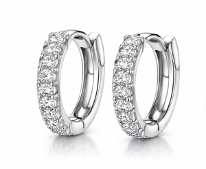 Pendientes de Aro Clásicos con Circonita Redonda, Plata de Ley 925, Baño de Rodio, Joyería Fina para Mujer - Product Image 1