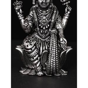 Pequeña estatua de latón superfino de 2 "de la diosa Lakshmi escultura plateada - Product Image 1