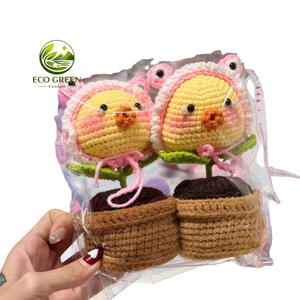 Handmade Yarn Crochet Animal Flower Pot Plush Cute Aesthetic Ornament Gift for Bedroom and Living <b>Room</b> - Product Image 5