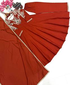 Nuevo Vestido Anarkali Reversible de Seda Romana con Cuentas Cutdana y Bordados, Largo hasta el Suelo, con Dupatta y Conjunto de Plazzo para Fiestas - Product Image 2