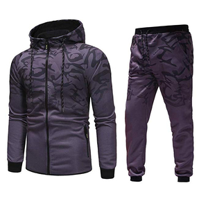 Conjunto de Pantalones y Sudadera de Forro Polar 2 en 1 para Hombre, Ropa de Calle de Invierno, 100% Algodón, Transpirable, de Secado Rápido, Cintura Elástica, Diseños Sólidos/a Cuadros - Product Image 6