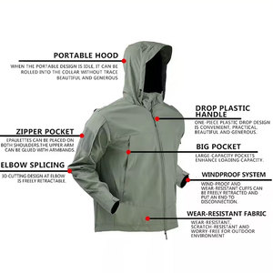 Econex Sports Unisex Black Windproof Hooded Safari Style Eco-Friendly Winter <b>Jacket</b> Crew Neck Zipper Closure <b>Fleece</b> <b>Lining</b> 100% - Product Image 5