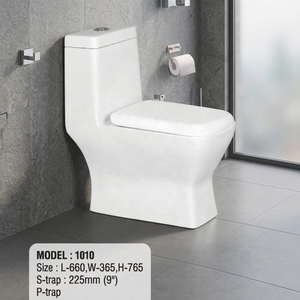 Ensemble complet de toilettes monobloc en céramique à double chasse, à poser au sol, pour projets de salles de bain modernes d'Asie - Product Image 5
