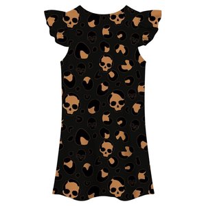 Robe d'été pour filles, motif rayé, manches volantées, coupe trapèze, mini, col en V, en mousseline de polyester infroissable, idéale pour Halloween - Product Image 6