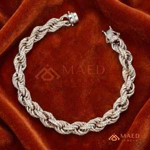 Silver <b>Rope</b> Link <b>Bracelet</b> Moissanite Fine Chain Link <b>Bracelet</b> Fashion Jewelry Daily Wear Gift Style Miami Chicago Buyers - Product Image 4