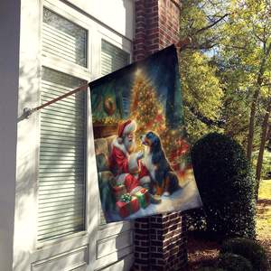 Chien de montagne bernois père noël grand porche décoratif cour bannière multicolore Polyester taille de la maison tenture murale illustration drapeaux - Product Image 2