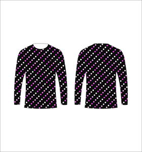 T-shirt à manches longues pour homme à pois noir, violet, blanc, imprimé par sublimation, col rond, décontracté, respirant, coupe classique - Product Image 1